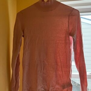 Pink/Heather Mock-neck Sweater